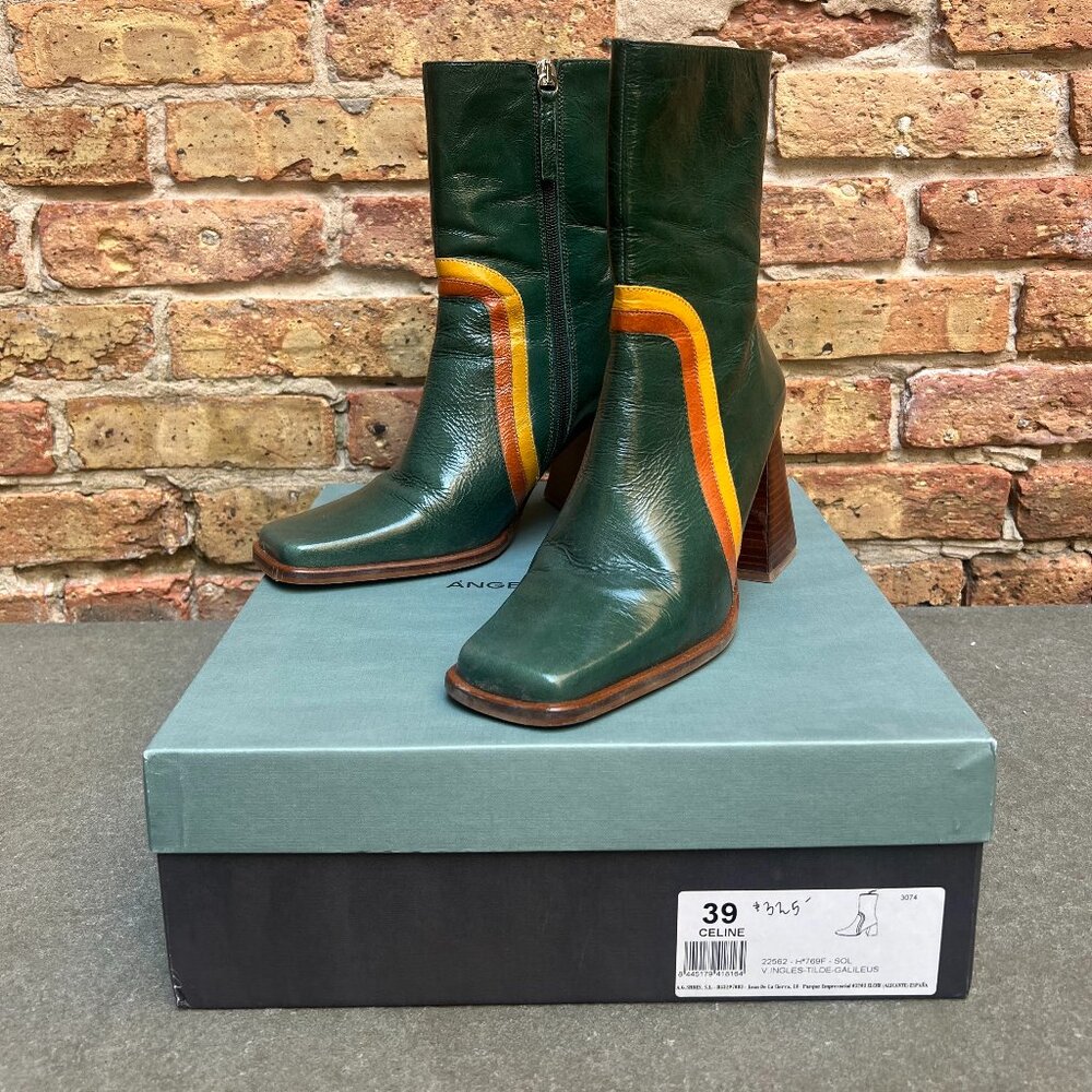 Angel Alarcon Celine Green Retro Booties